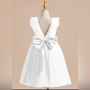 Flower Girl Dress 3T White with Bow